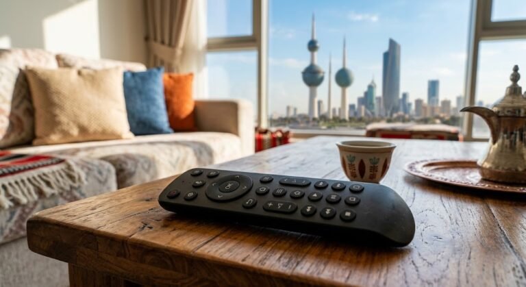 مندوب متخصص يقوم بتوصيل وبرمجة أجهزة التحكم عن بعد (الريموت كنترول) ضمن خدمات توصيل ريموت جابرالاحمد بالكويت